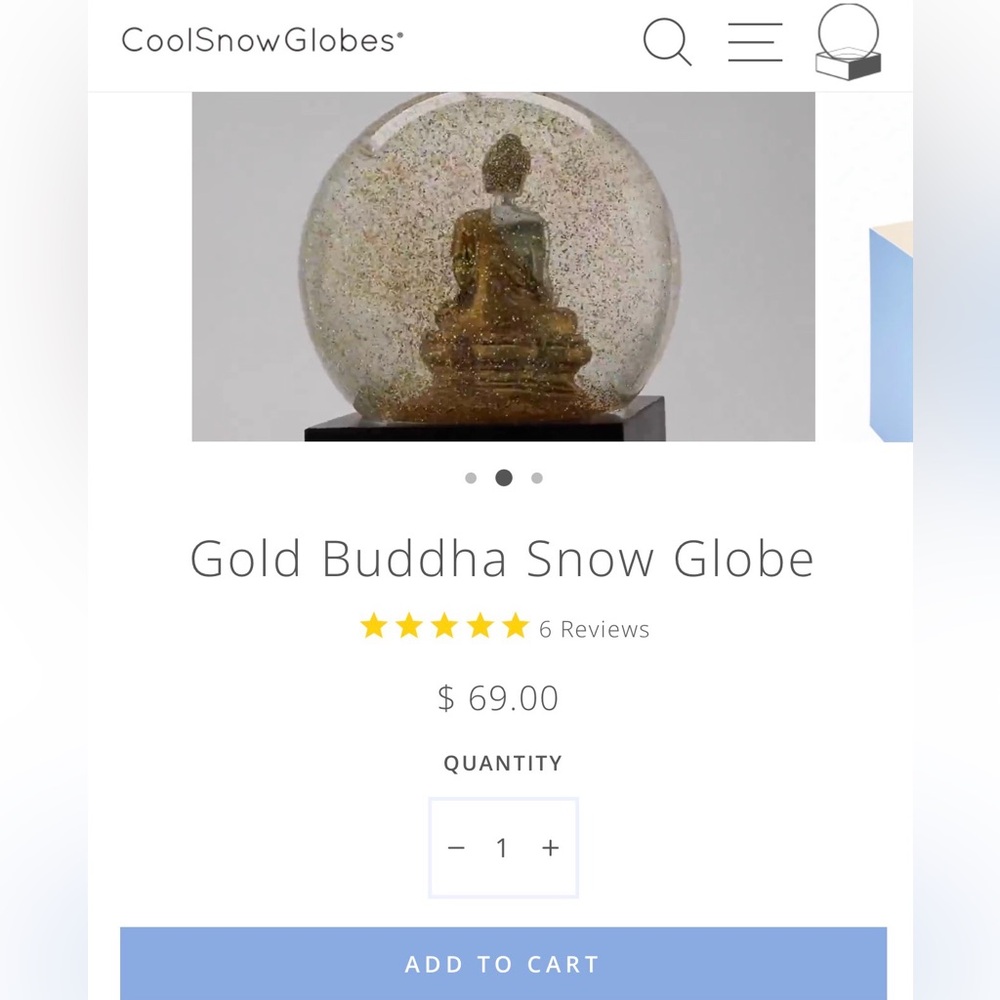 CoolSnowGlobes.com Gold Buddha Snow Globe - Picture 5 of 5